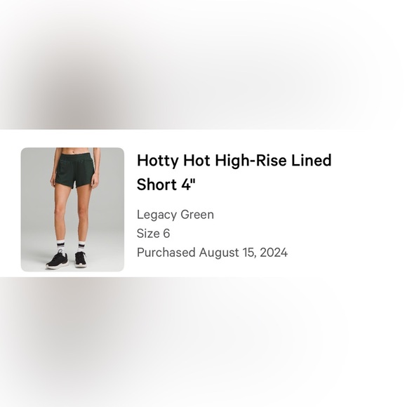 Lululemon Hotty Hot High-Rise Lined 4” Short, Legacy Green, Size 6 - Picture 15 of 15